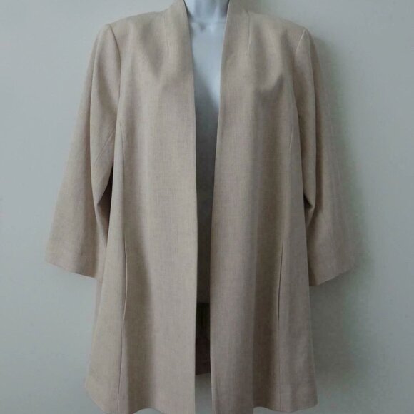 NWT EILEEN FISHER Beige Drapery Stretch Kimono 3/4 Sleeve Long Jacket L, XL - Picture 1 of 7